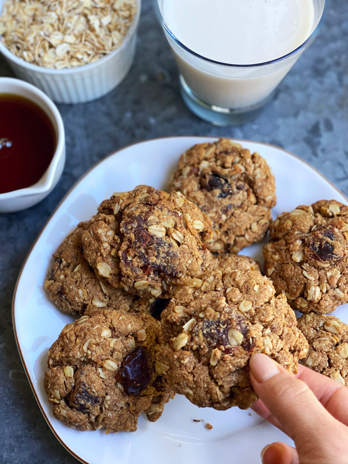 "Magic Milk" Oatmeal Date Chunk Cookies