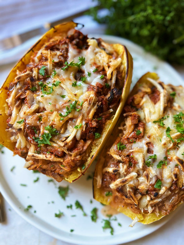 Lasagna Spaghetti Squash Boats