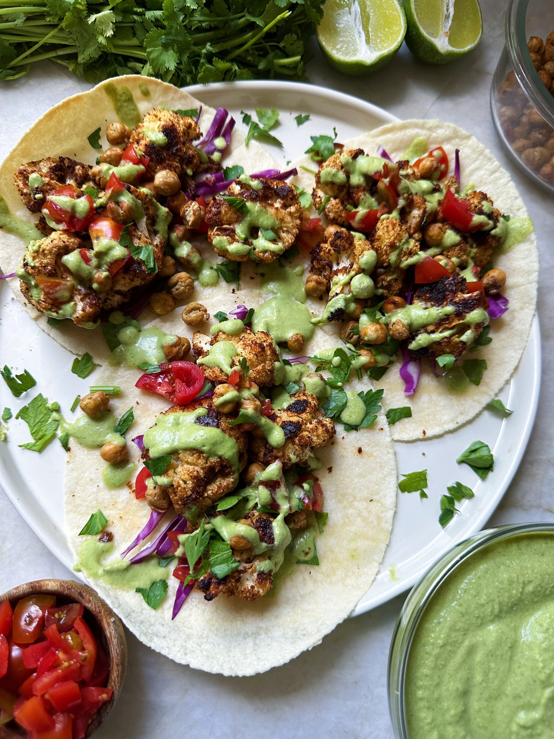 Roasted Cauliflower & Chickpea Tacos - Tasty As Fit