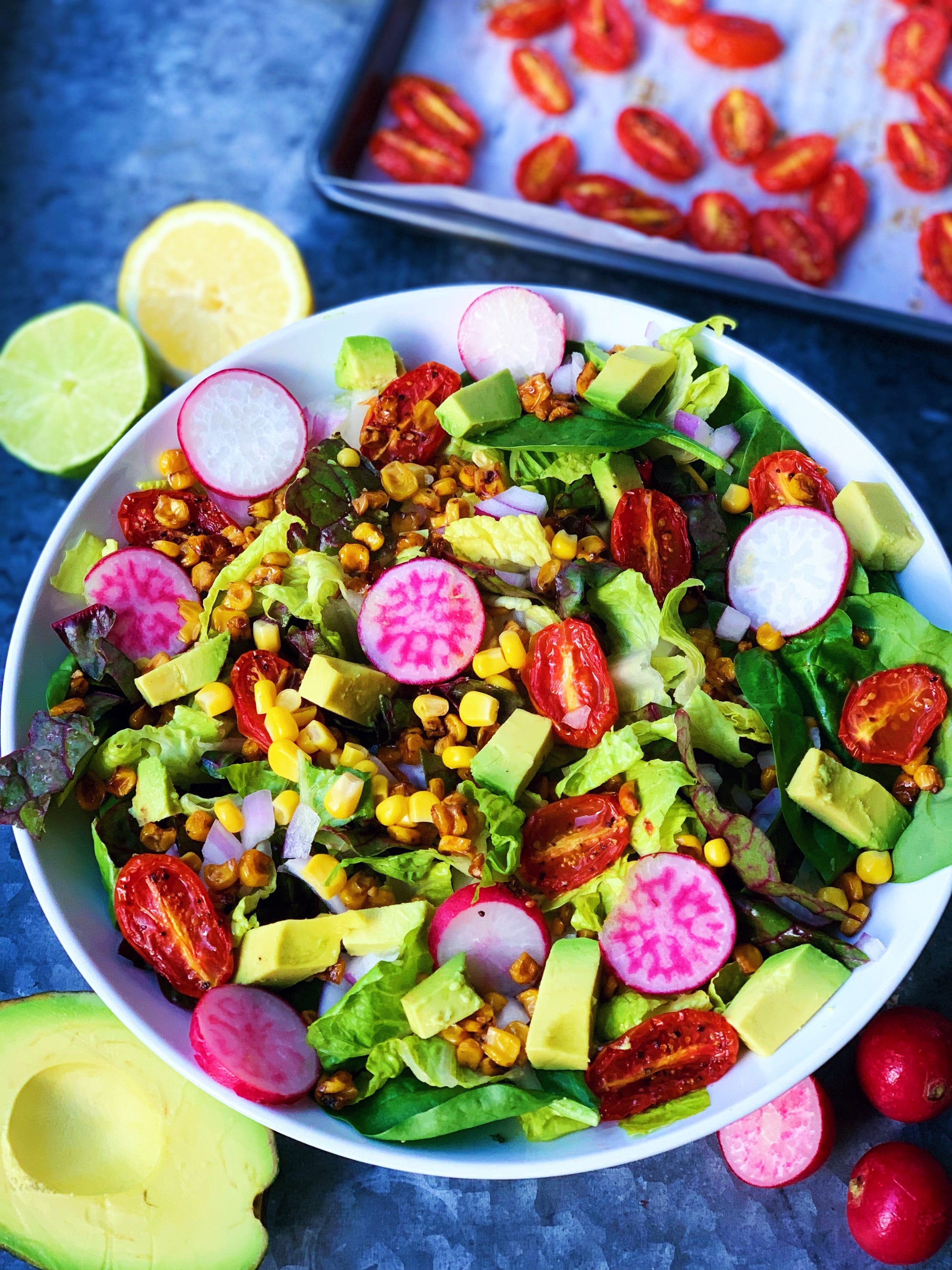 ULTIMATE SUMMER SALAD w/ CHARRED CORN AND SLOW ROASTED TOMATOES