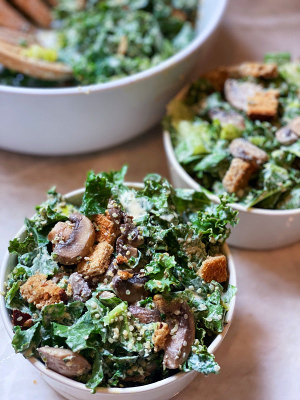 Creamy Greens & Mushroom Caesar Salad