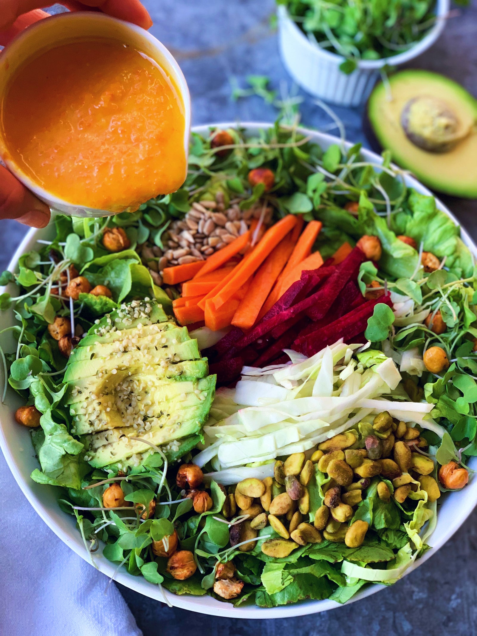 SUPER CRUNCH FUEL UP SALAD w/ Ginger Miso Vinaigrette